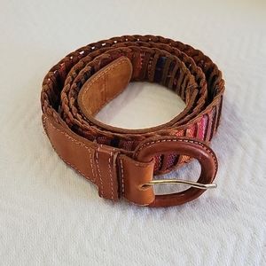Beautiful Guatemala Genuine Leather and Fabric Belt- XL